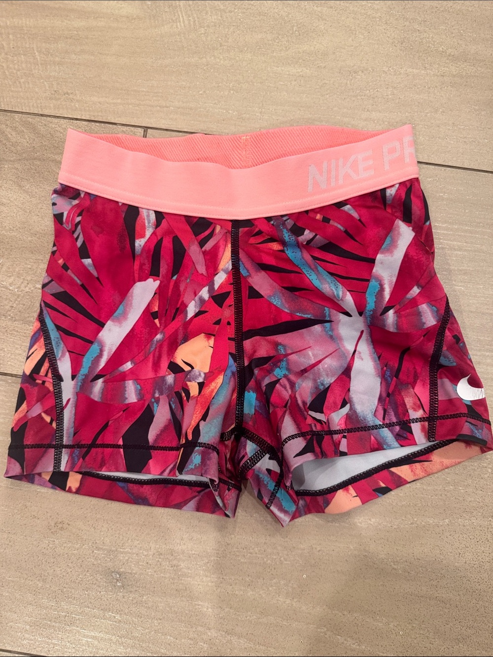 Nike Women’s Pink Tropical Leaf volleyball Shorts